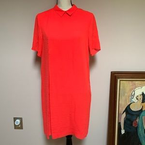 COS Peter Pan collar overlay orange dress sz 8
